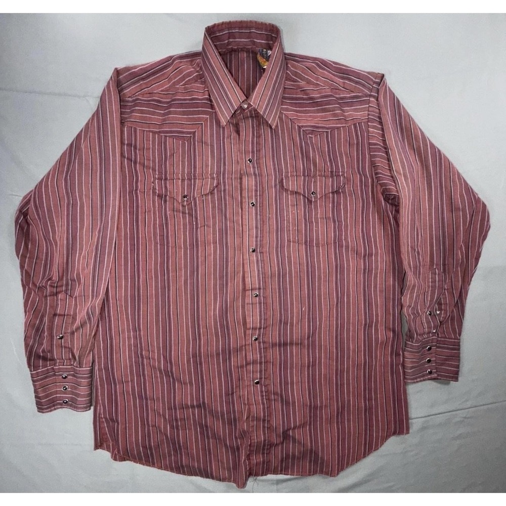 Panhandle Slim Shirt Mens XL Red Stripe Long Sleeve Western Pearl Snap Casual